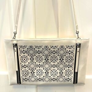 Vince Camuto Elegant White Patterned Crossbody/Shoulder Bag